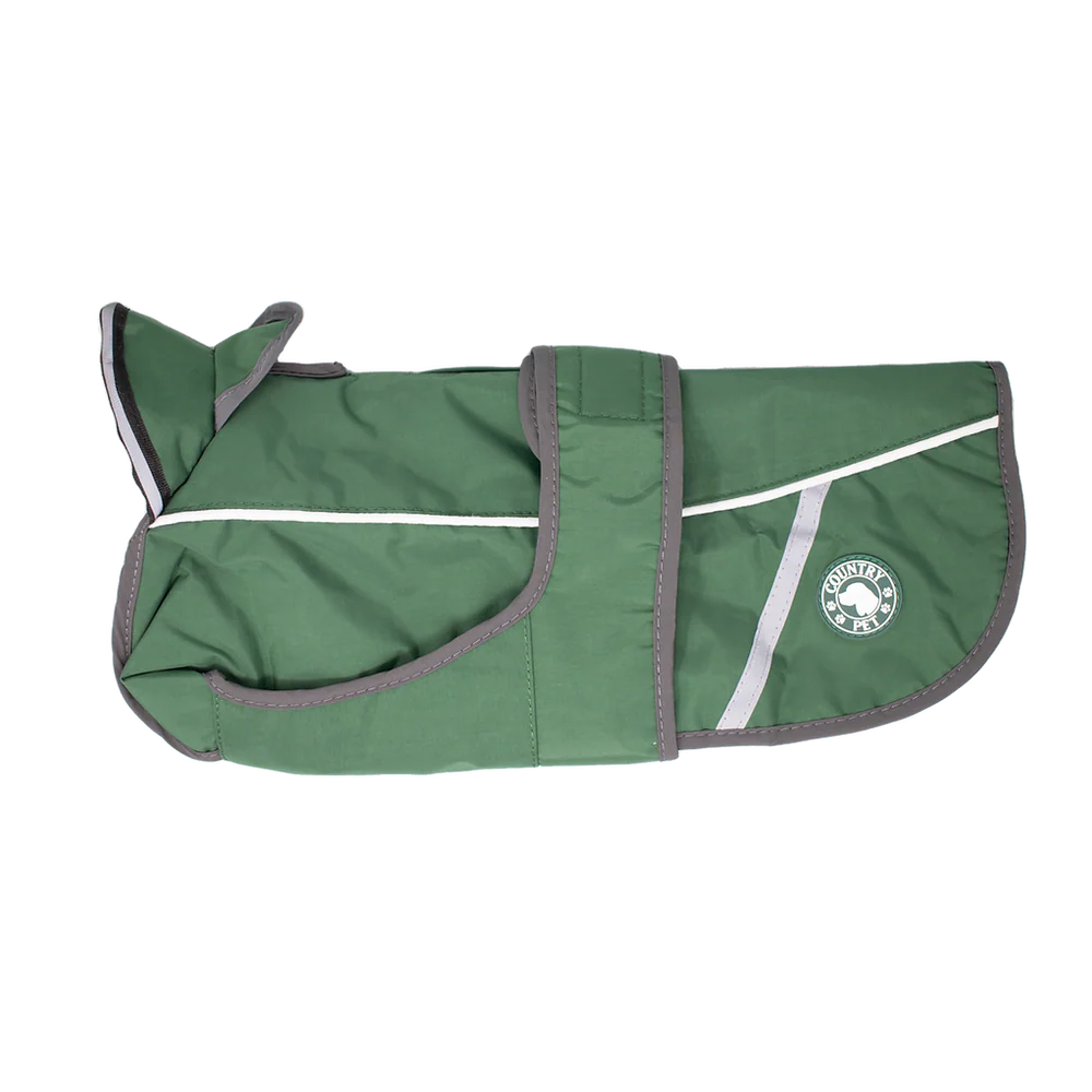 Green Waterproof Dog Coat With Harness Opening
