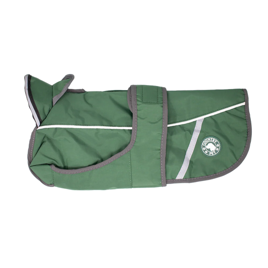 Green Waterproof Dog Coat With Harness Opening
