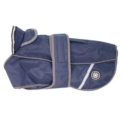 Navy Waterproof Dog Coat With Harness Opening