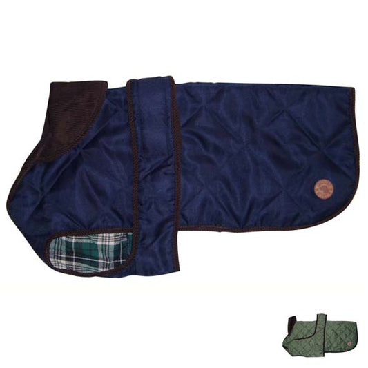 Navy Quilted Dog Coat